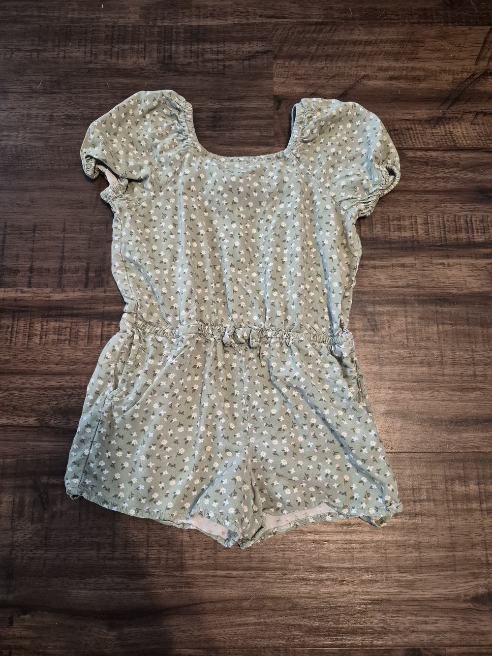 Cat & Jack Light Sage Green Floral One-Piece Romper